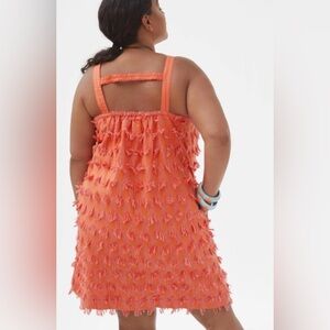 NWT Anthropologie fringe, textured shift dress